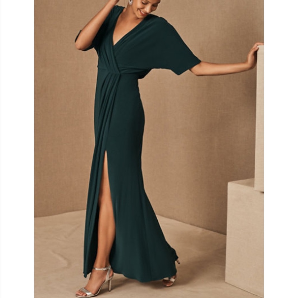 BHLDN emerald green Thorton jersey maxi dress